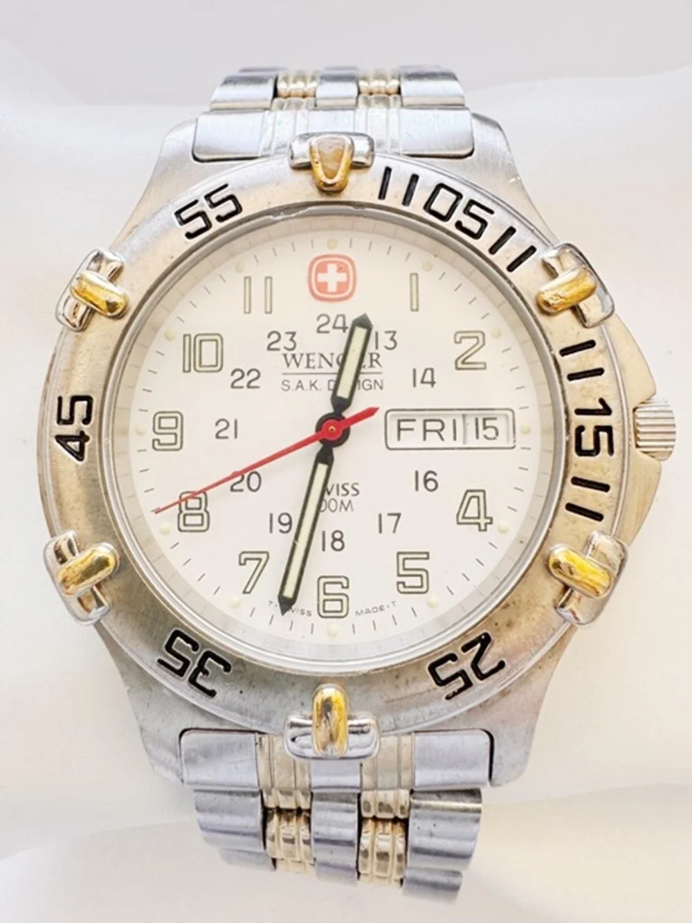 Wenger Swiss Army Two-Tone Stainless Steel Watch Day/Date Water Resist - Works